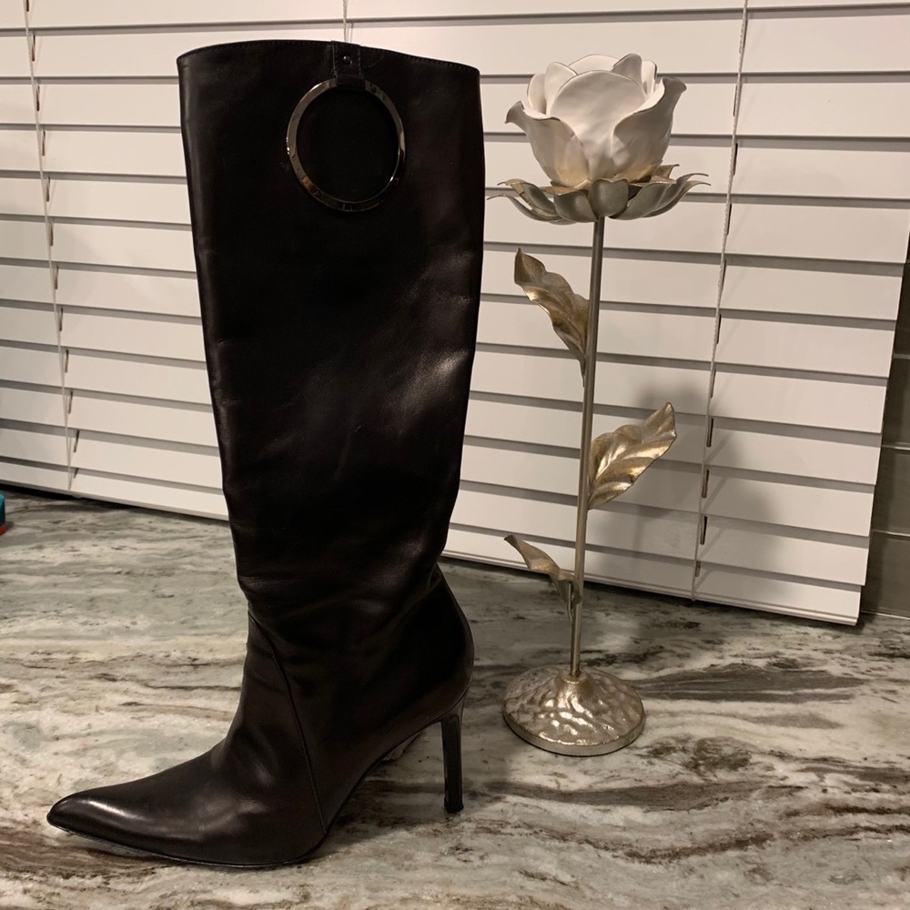 ALDO Black Leather Knee High Boot